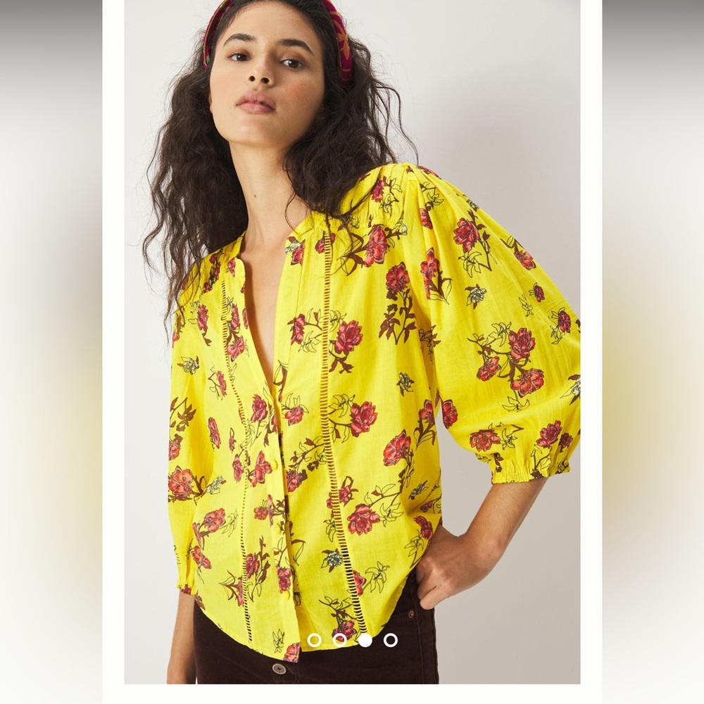 Anthropologie Anita Organic Floral Buttondown